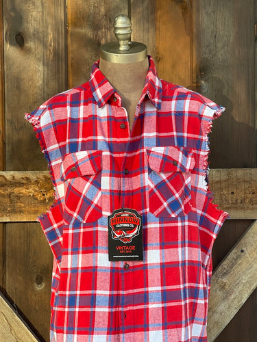 Pabst COOL BLUE Sleeveless Flannel R/W/B